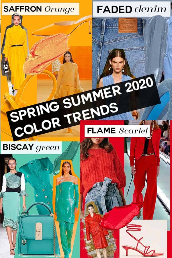 spring summer color trends 2020 saffron scarlet biscay green faded denim