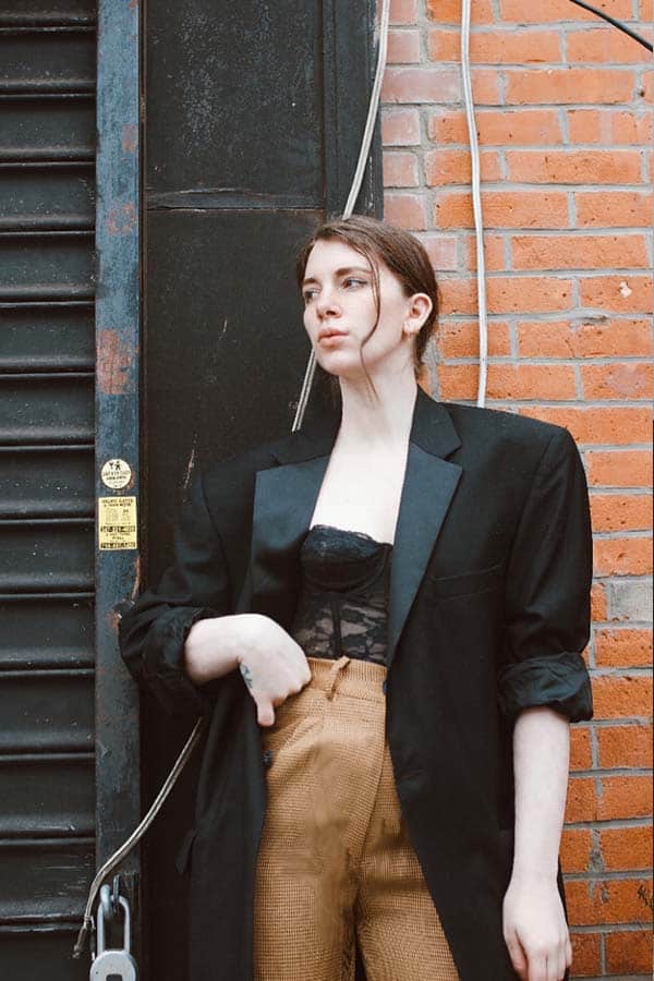 lingerie as outerwear, blazer with corset style inspiration