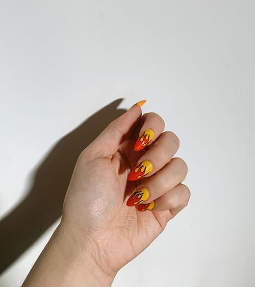 y2k nail, flame nails beauty trends