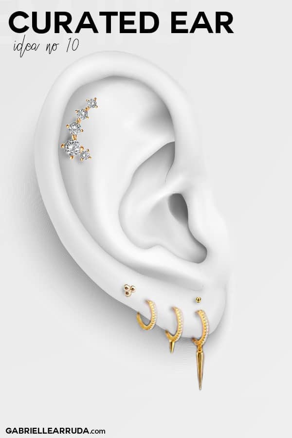 curated ear, ear piercing ideas, ear piercing combinations, maria tash look