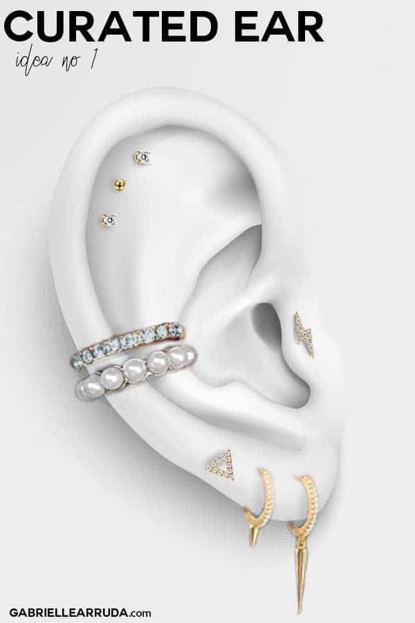 curated ear, ear piercing ideas, ear piercing tragus, maria tash look