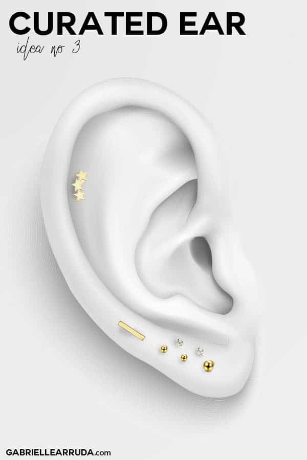 curated ear, ear piercing ideas, ear piercing inner lobe, maria tash look