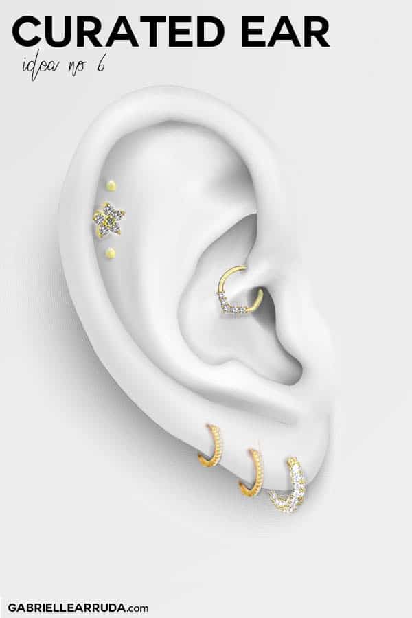 curated ear, ear piercing ideas, ear piercing combinations, maria tash look