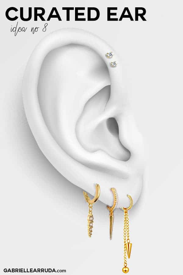 curated ear, ear piercing ideas, ear piercing combinations, maria tash look