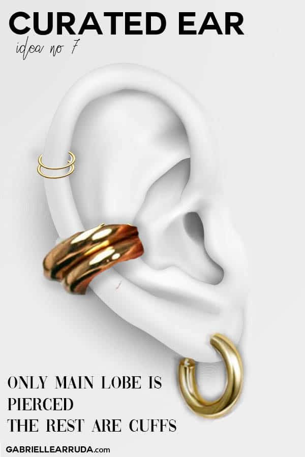 curated ear, ear piercing ideas, ear piercing combinations, maria tash look