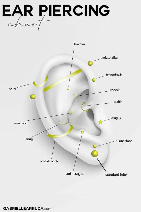 Types Of Ear Piercings, Ear Piercing Chart, IPad Case Skin