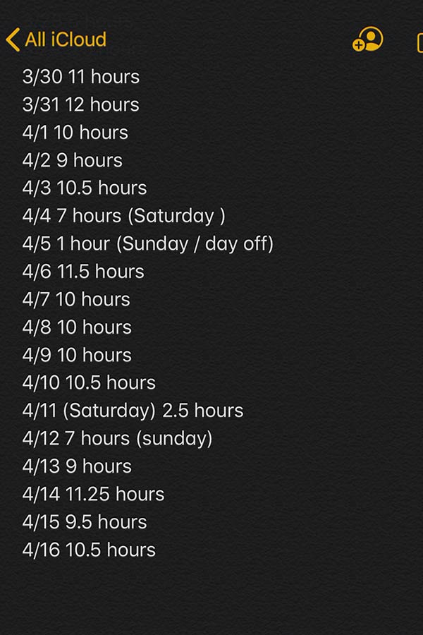 nightly routine, how to set up a work hour count