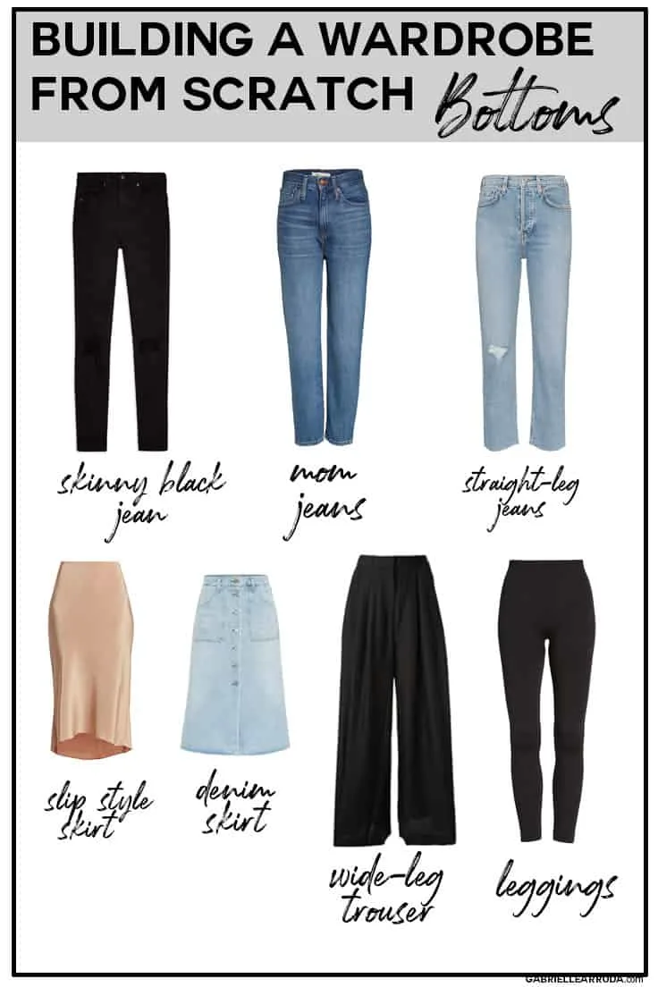 how to build a wardrobe from scratch , all the bottoms you need in your wardrobe