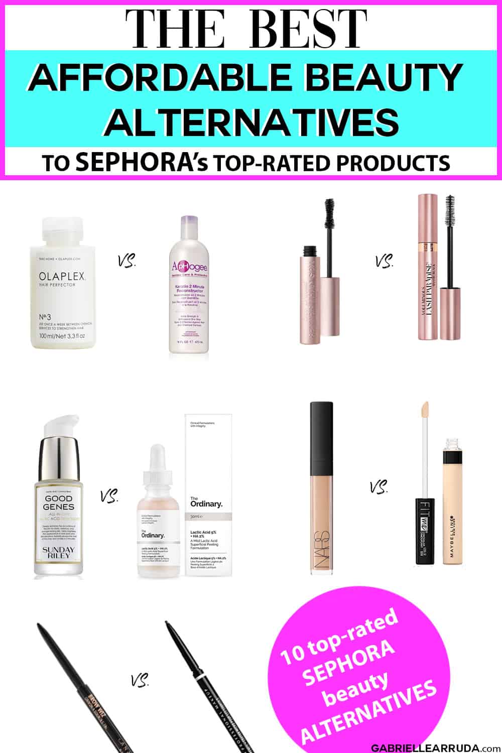 affordable beauty alternatives from sephora - top ten sephora product dupes including olaplex, sunday riley, too-faced, and more