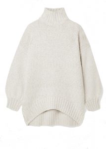 fall capsule wardrobe 2020 knit sweater turtleneck light gray staud