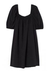 fall capsule wardrobe 2020 black puff sleeve dress