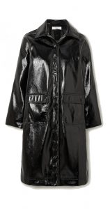 fall capsule wardrobe textured coat vinyl black coat 