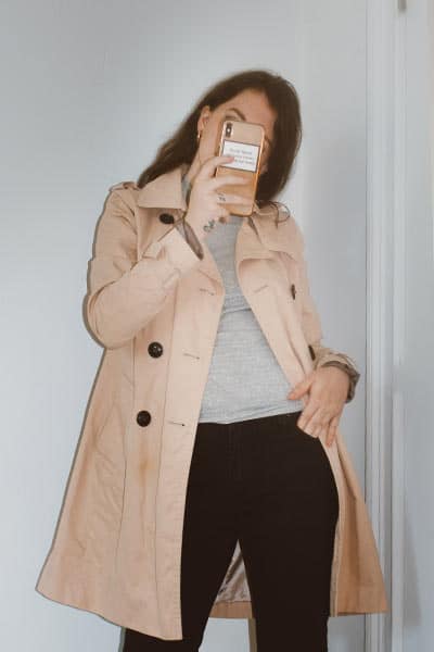 french fall fashion essentials trench coat with mock turtleneck on style blogger Gabrielle Arruda