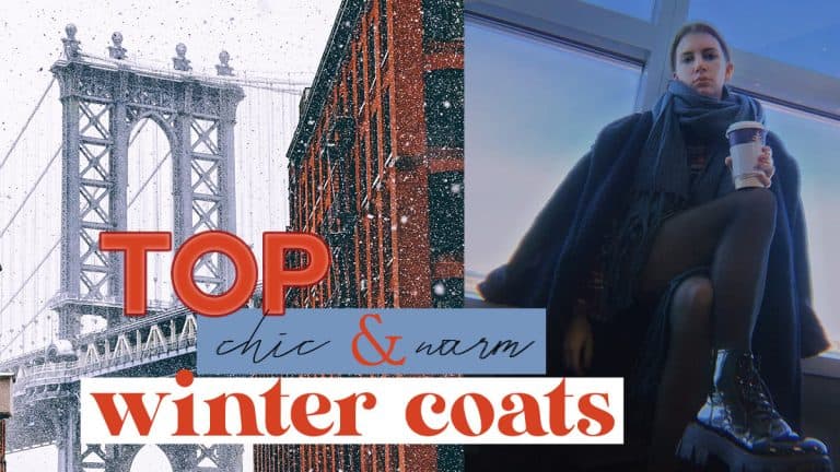 top warm and fashionable winter coats. Snowy scene of nyc and teddy coat on style blogger Gabrielle Arruda