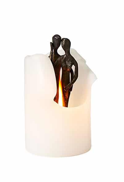 unique candle idea, spirit candle, iron sculpture inside candle