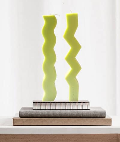 wavy and zig zag candles, unique shaped candles
