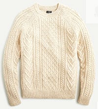 men's capsule wardrobe sweater cableknit fisherman sweater cream color