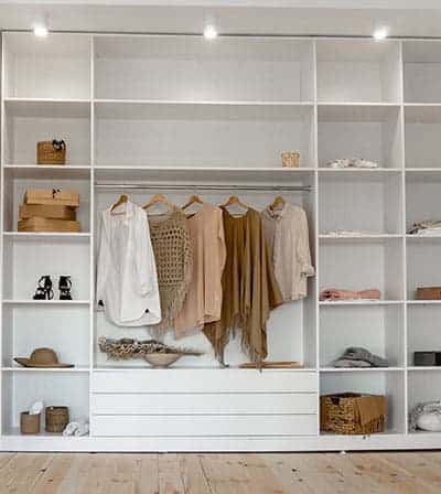 rules for closet clean out, ditch the influencer style closet, image of perfect closet room with everything on display