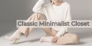 example of poshmark banner image, simple luxury woman with text overlay