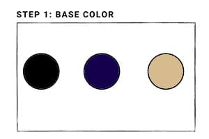 step 1 for deciding colors for capsule wardrobe creation, decide between black, navy, or tan