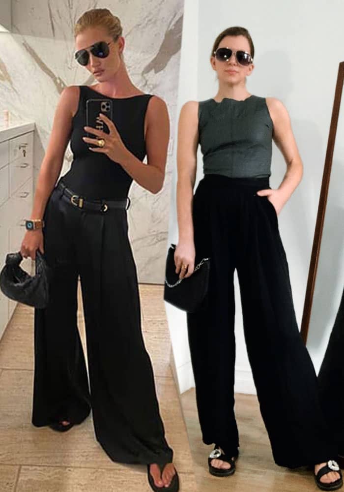 Bodysuit Tank + High Waist Belted Wide Leg Pants