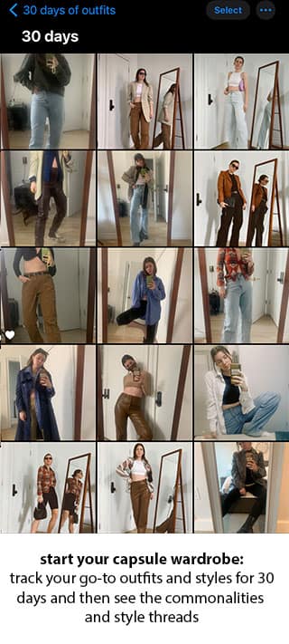 start a capsule wardrobe step- track your outfits for 30 days example