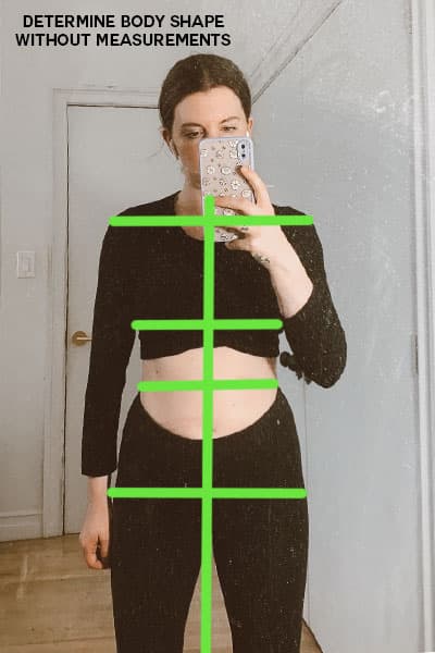 how to determine your body shape without measurements. full length mirror, pay attention to shoulder, bust, waist, and hip lines. 