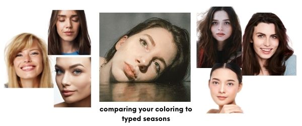 comparing my skintone to common warm undertones and cool undertones to determine my seasonal color analysis 