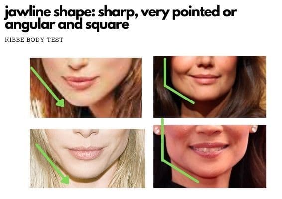 jawline sharp- very pointed or angular and square