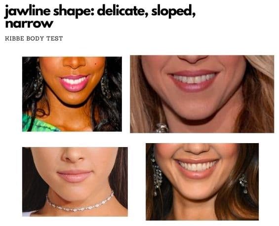 jawline shape: delicate, sloped, narrow