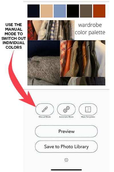 manually adjusting your wardrobe color palette in app
