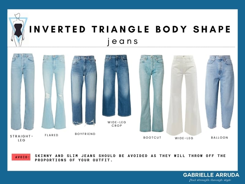 inverted triangle body shape jeans best silhouettes