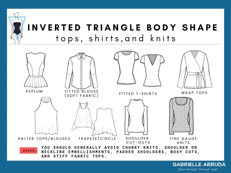 best tops, shirts, and knits for the inverted triangle body shape