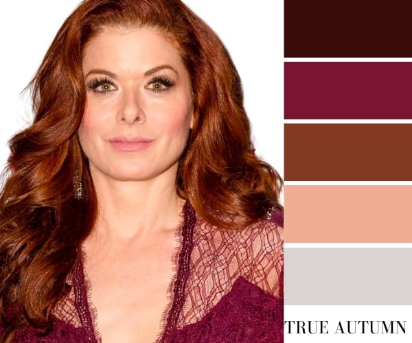 debra messing true autumn color palette