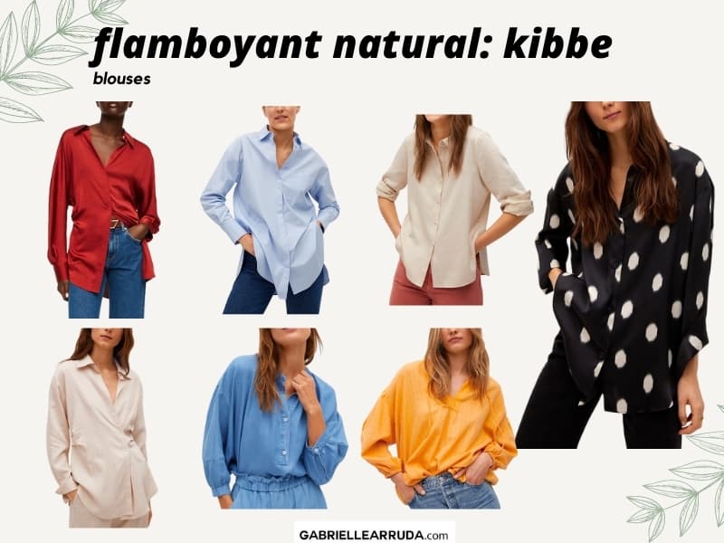 flamboyant natural blouse shapes:  soft shoulders, textured fabrics, asymmetrical plackets, and unconstrained collars 