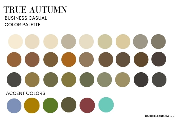 true autumn business casual color palette