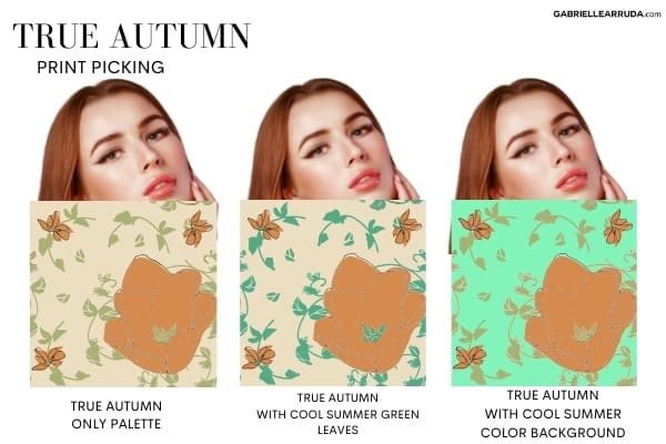 true autumn prints next to true autumn portrait example to show which print is best 