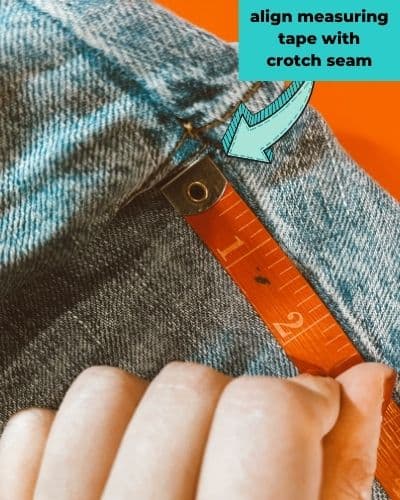 align measuring tape end at crotch seam 