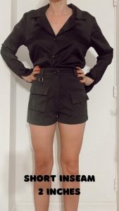 Gabrielle Arruda wearing 2 inch inseam shorts 