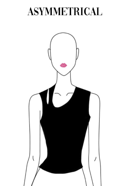illustrated asymmetrical neckline