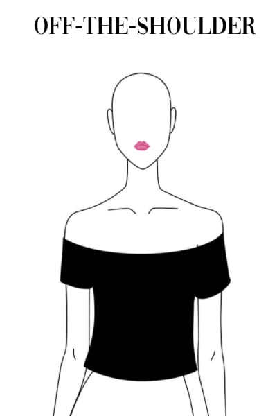 illustrated off-the-shoulder neckline