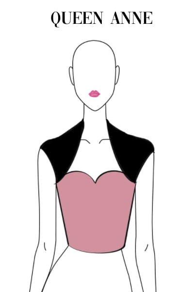 queen anne neckline illustration