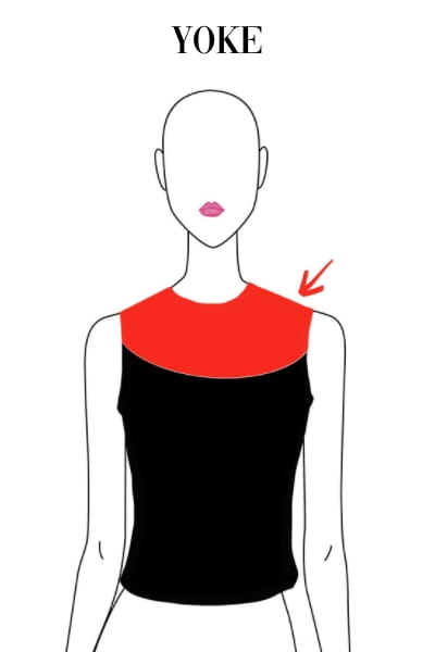 illustrated yoke neckline