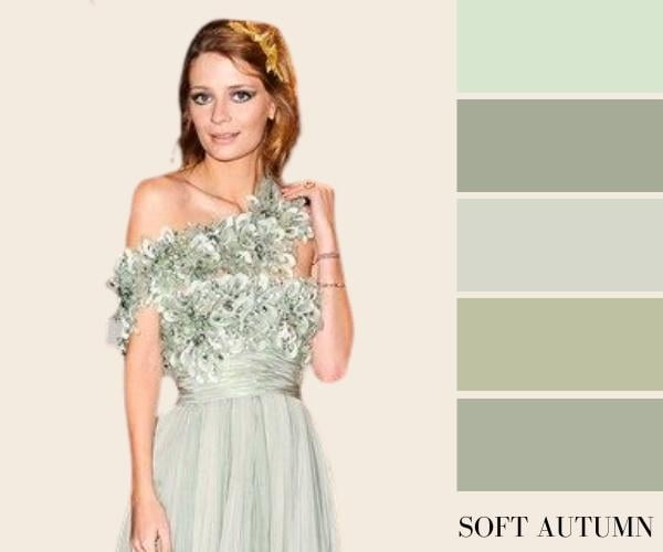 mischa barton soft autumn color palette dress green