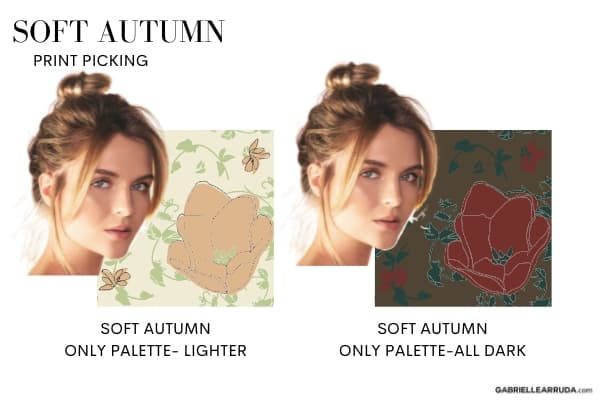 comparison of a light soft autumn print versus a heavy soft autumn print 