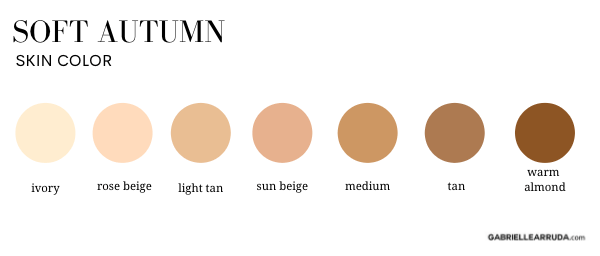 soft autumn skin tones- light beiges to light brown all warm tones