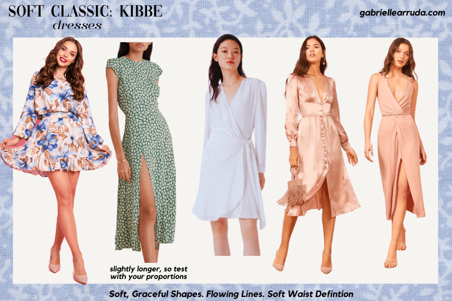 soft classic dress shapes, soft waist emphasis classic silhouettes
