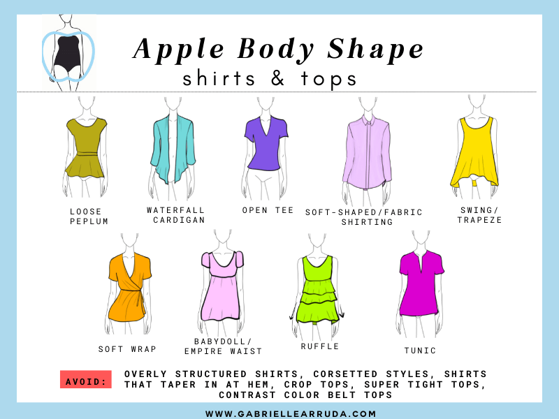 apple body shape tops, knits, and shirts
