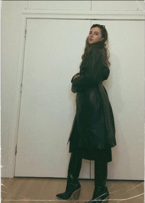 leather trench on gabrielle arruda for fall fashion capsule