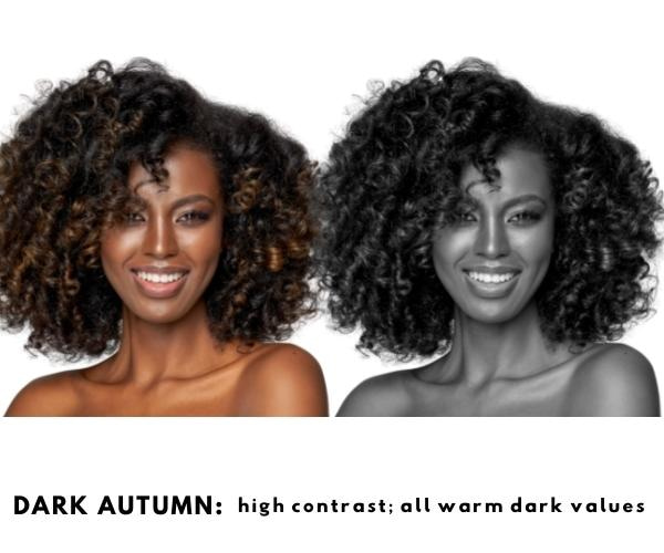 dark autumn contrast level on black woman